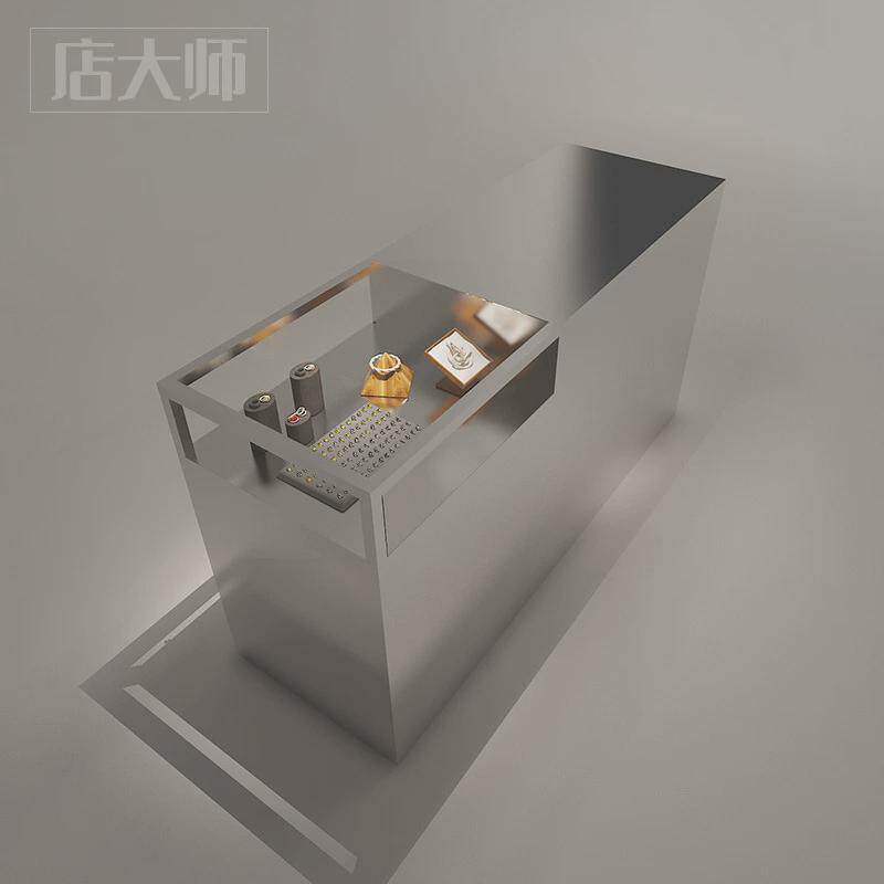 店饰品柜收银台带玻璃展示柜一体前台潮服装店接待台不锈钢吧台