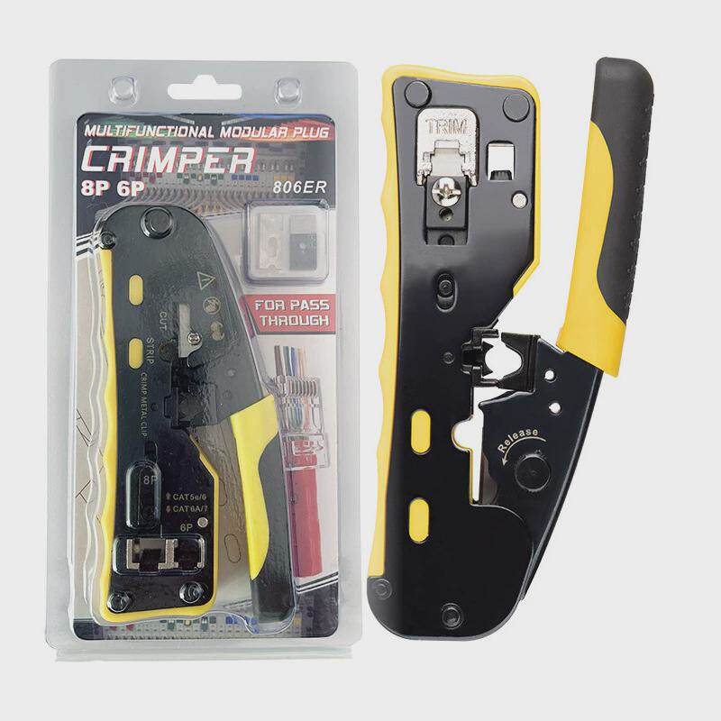 台式专业级八类多功能棘轮8p6p工程通孔穿孔网线钳五金钳子压接钳