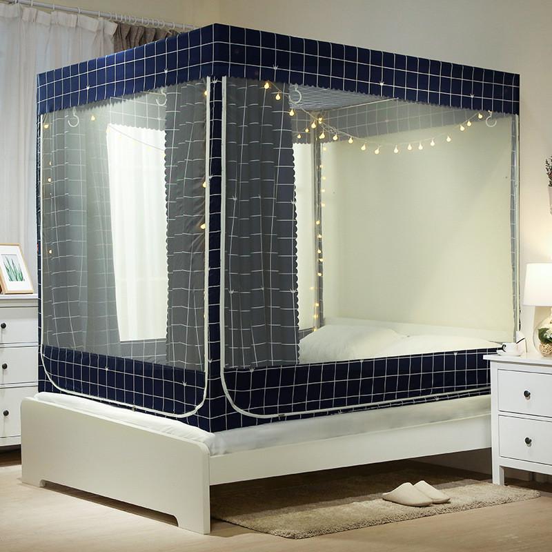 坐床床帘一体式拉链蒙古包遮光1.8m床防尘顶布全封闭1米5家用蚊帐