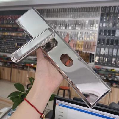 不锈钢大镜面款多功能防盗门把手拉手锁壳双拉弹簧房门锁