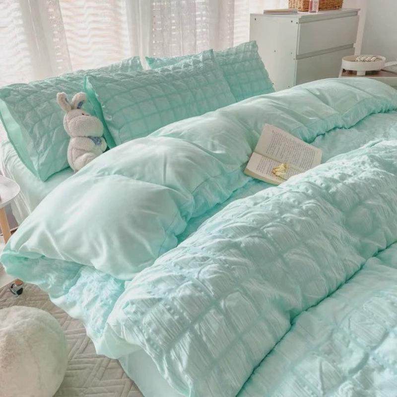 严选韩系ins公主少女心泡泡纱四件套床单学生宿舍被套床品三件套,床上用品,床品套件/四件套/多件套,淘宝优惠券,粉丝福利购,淘宝优惠卷