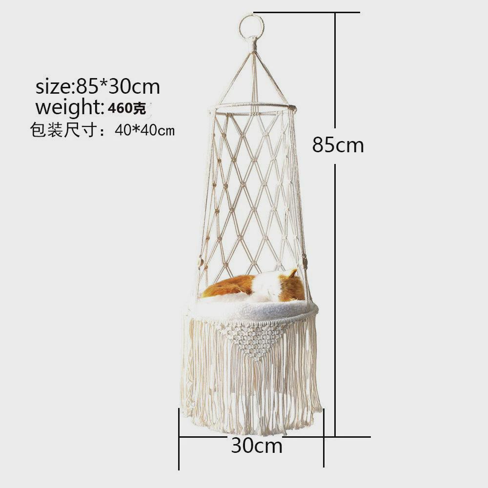 简约手工编织猫窝吊床篮子壁挂家用宠物网兜狗猫吊篮秋千吊篮