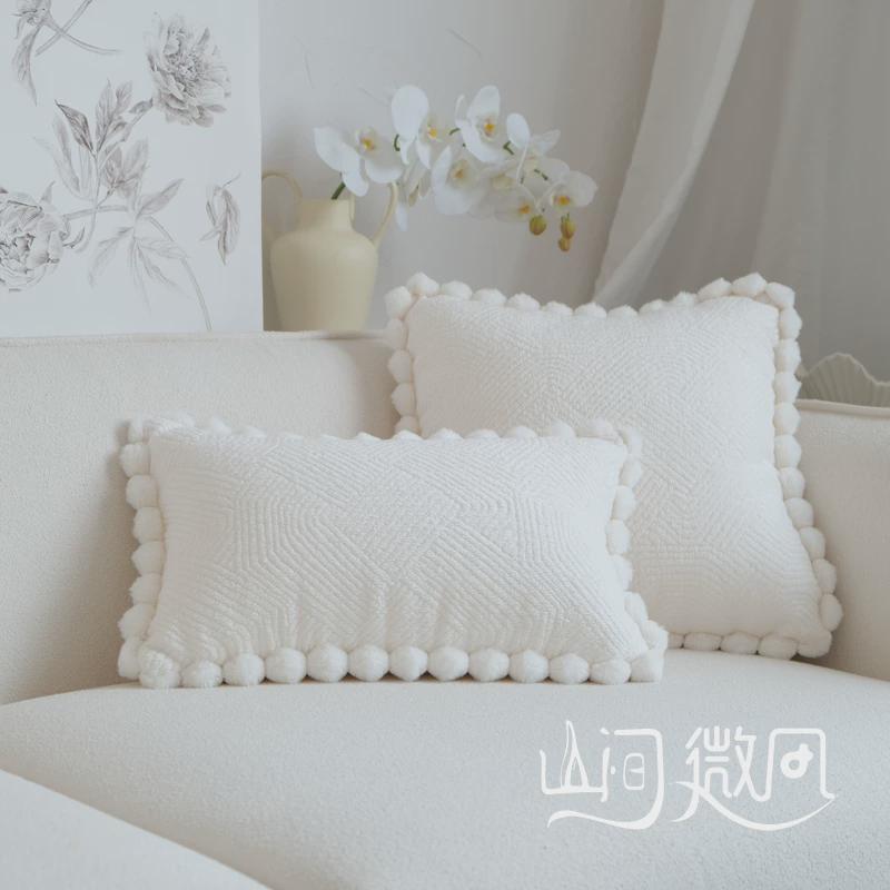 gz6m绿色抱枕流苏ins风靠包i白色色客厅沙发床头靠垫民宿软装靠枕