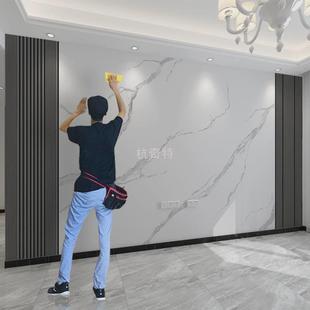 线条轻奢格栅客厅沙发大理石影视墙布 h絎1电视背景墙壁纸2024新款