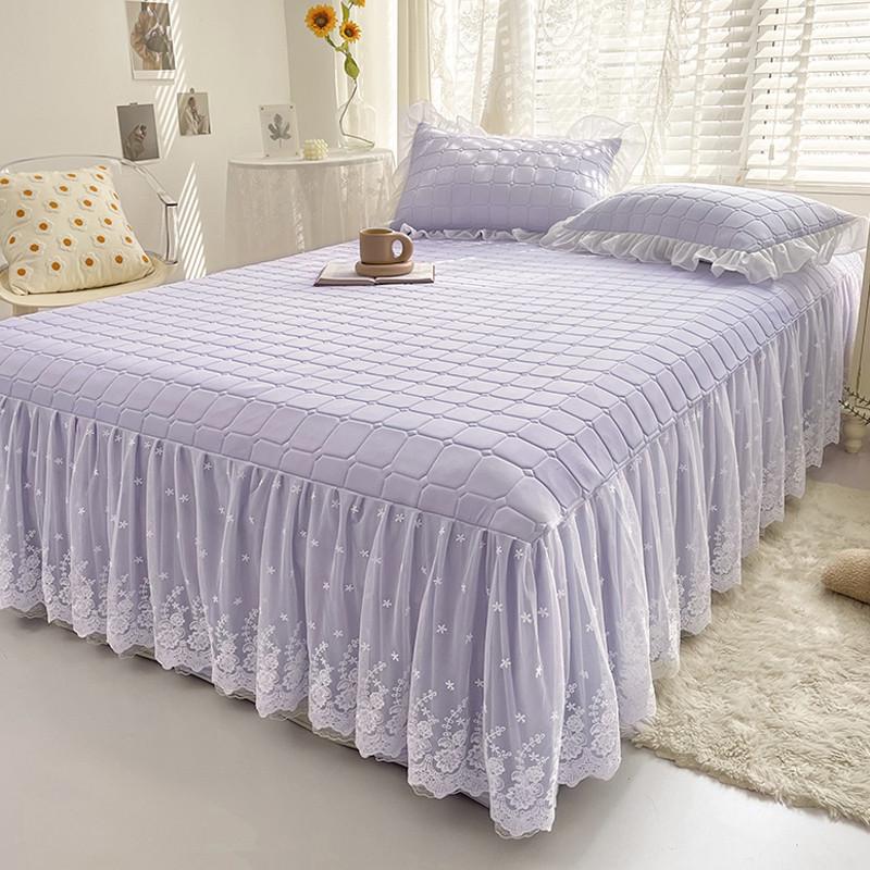 i9at冰丝床裙款夏季可水洗折叠公主风花边家用乳胶凉席空调席子三