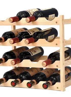 欧式木制红酒架摆件创意葡萄酒架楠竹展示架家用酒架客厅酒瓶架子