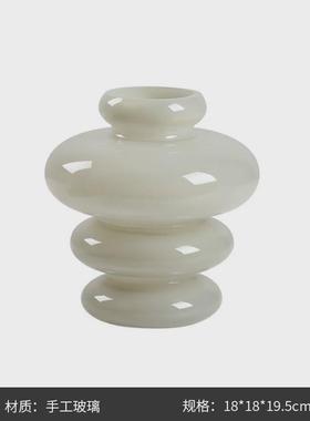 现代简约圆圈艺术层叠几何玻璃花瓶样板房客厅餐桌插花工艺品摆件
