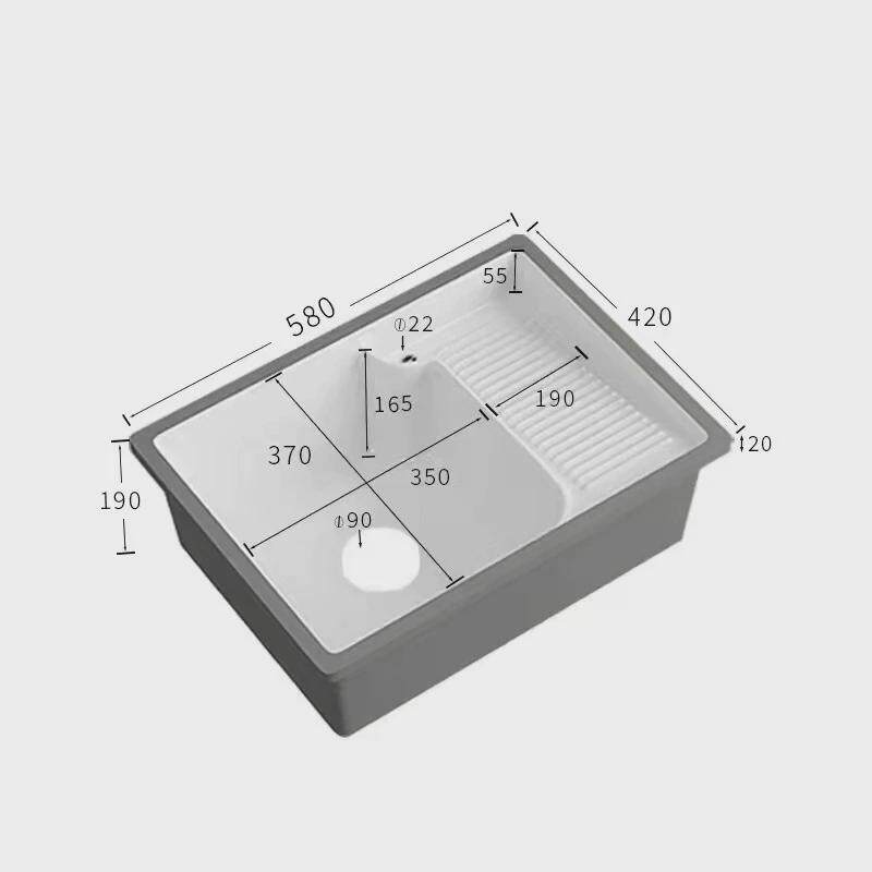 阳台陶瓷洗衣盆台下洗衣盆带搓衣板陶瓷洗衣盆洗衣池宽口多尺寸