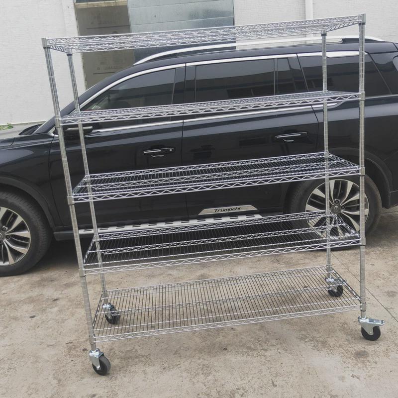 防静电货架不锈钢多层置物架仓库带轮物料架移动铁架子网格线网架