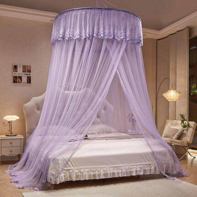 免安装吊顶圆顶公主风卧室加密蚊帐家用加大1.8米床2023高级吸顶