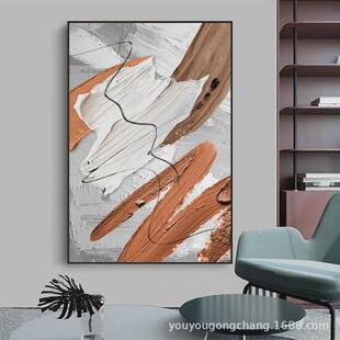 黑白抽象大幅画走廊无框画玄关装饰画客厅沙发背景画酒店落地挂画