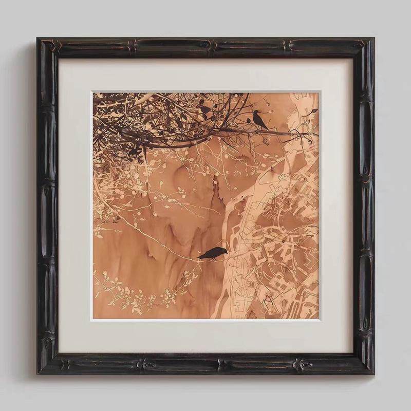 画中古风挂画新叶集南洋风装饰画高级感客厅沙发背景餐厅卧室复古