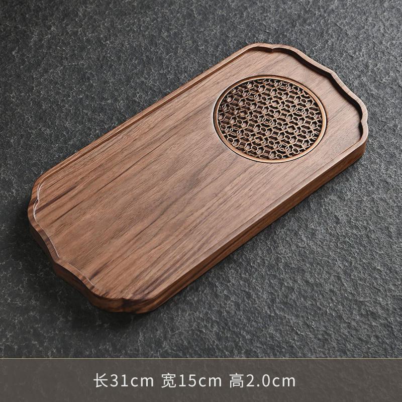 北美黑胡桃木干便携式盘旅行泡茶台实木整块茶盘原木轻奢日式托盘