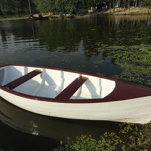 厂家供应4米两头尖木船装饰手划观光游船