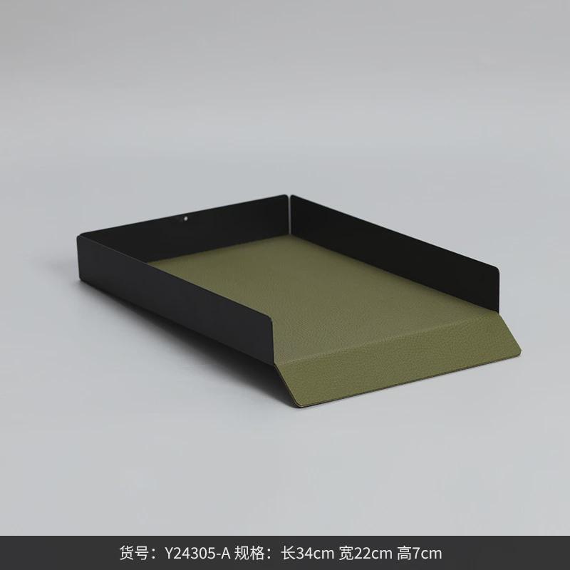 博西饰品轻奢皮质托盘家居客厅餐厅桌面收纳盘样板间软装家居