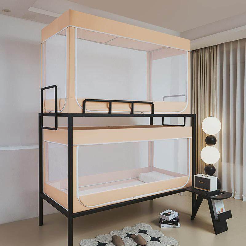 简约学生蚊帐坐床蚊帐宿舍蚊帐架回顶烤漆支防尘底上下铺蚊帐