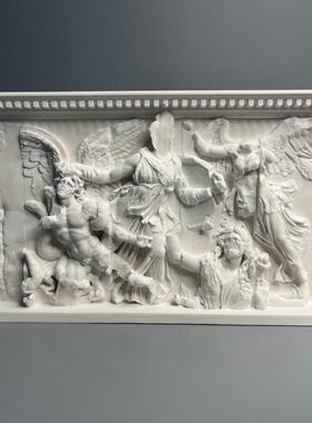 古希腊文艺复兴天使与巨人浮雕石膏雕塑高级小众艺术桌面装饰摆件