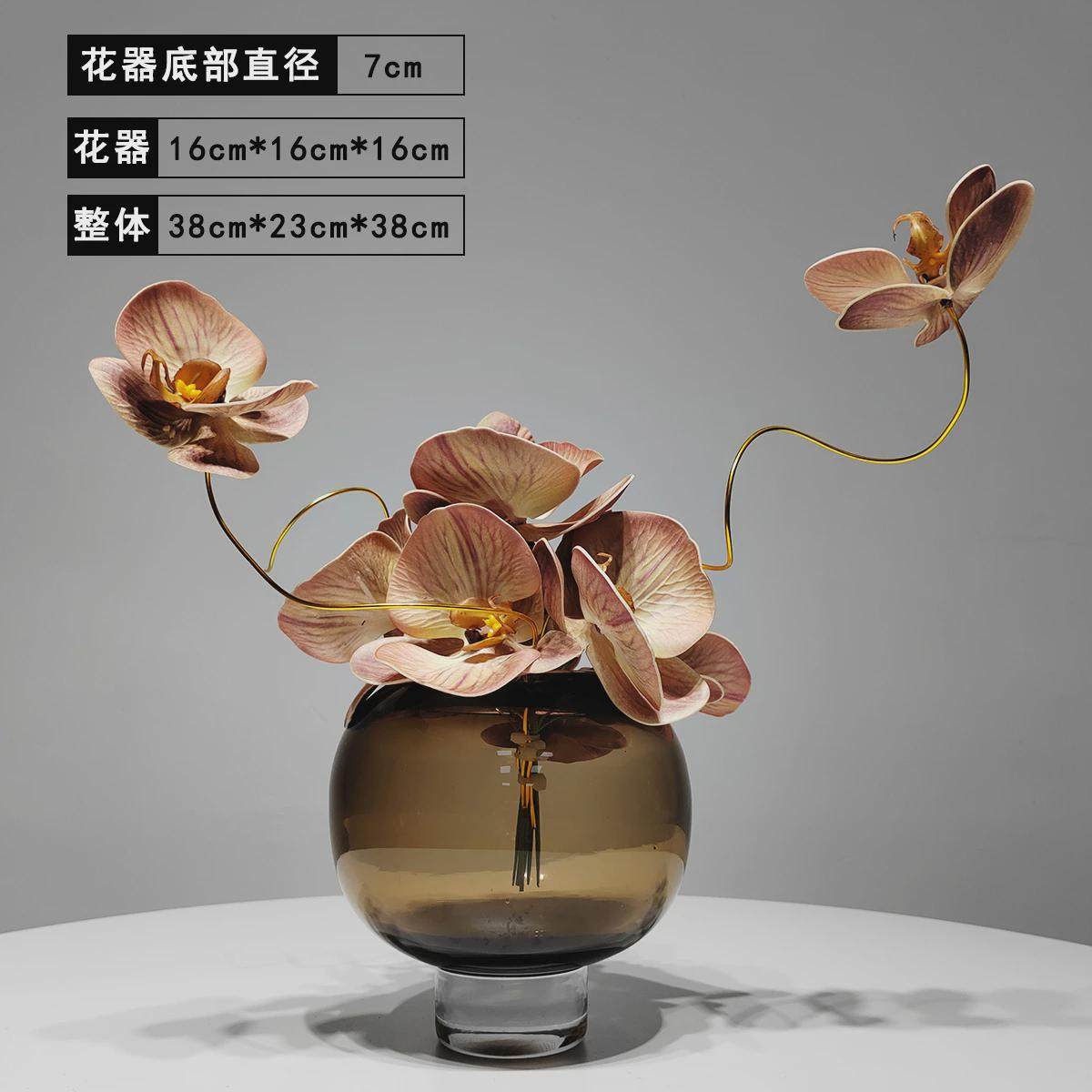 现代轻奢色咖玻璃花瓶样板间客厅餐桌茶几蝴蝶兰仿真花艺装饰摆件,机械设备,其他机械设备,淘宝优惠券,粉丝福利购,淘宝优惠卷