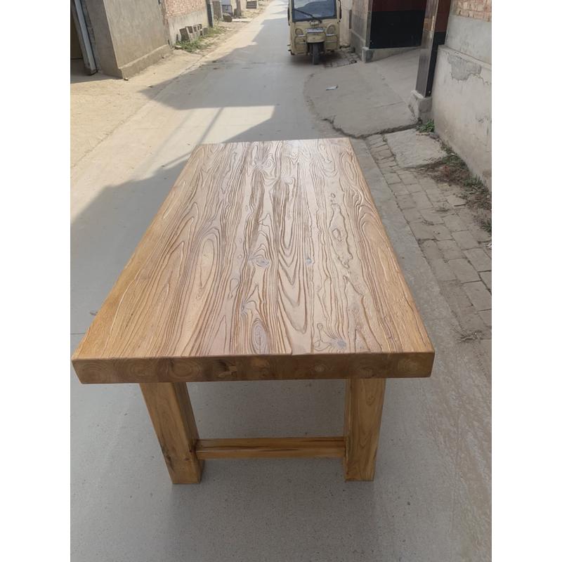 99CH老榆木实木餐桌长方形茶桌茶台家用书桌长桌会议桌餐厅饭店民