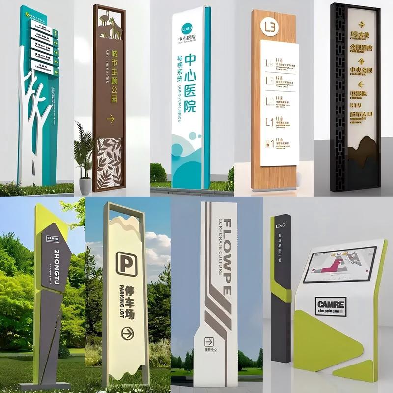 户外导视牌立式停车场指示牌立牌标识指引广告发光导向牌村牌