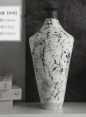 景德镇禅意陶瓷台面花瓶插花装饰手工复古花器民宿酒店侘寂风摆件