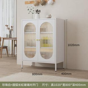 茶水柜简约风铁艺餐边柜子家用客厅奶油酒柜多功能厨房橱柜置物柜