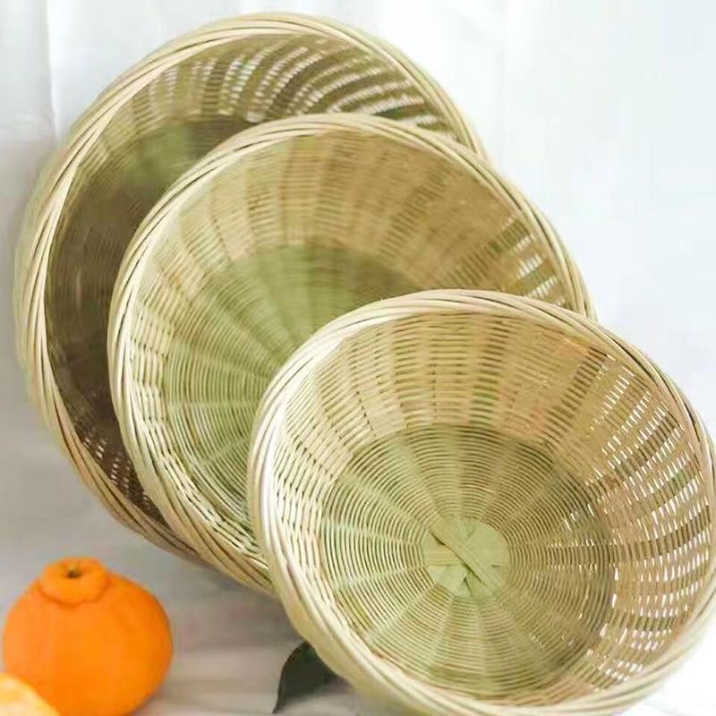 竹编制品果篮竹皮馒头筐小竹筐鸡蛋圆形水果竹篮竹制品手工簸箕