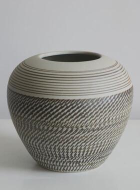 景德镇粗陶小清新干花花瓶水培花器客厅桌面陶瓷摆件创意现代中式