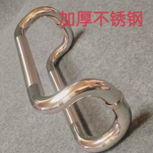 不锈钢加厚玻璃门拉手圆管空心弯有框门现代简约弧形双弯把手