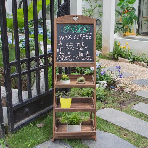 实木复古门口花架用咖啡馆门店铺小黑板开业立式摆摊广告牌展示牌