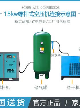 15kw螺杆式空压机小型静音工厂变频空气压缩机永磁直销2立方8kg