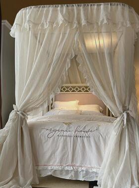 71TX轻奢公主风u型导轨蚊帐2023新款家用1.8m床亚麻风卧室民宿床