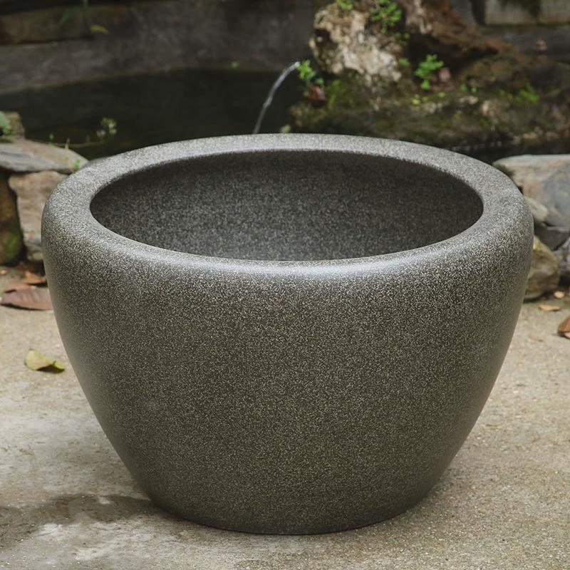 老式土陶盆莲花盆缸养荷花盆睡莲大水缸家用户外庭院老式陶瓷鱼缸