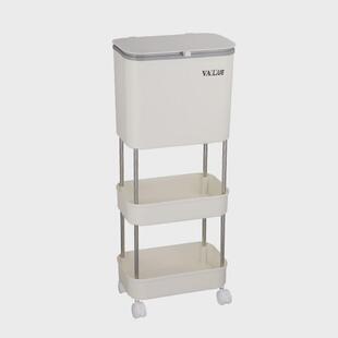 厨房家用三层家用垃圾桶大号大容量带盖滚轮可移动翻盖收纳多功能