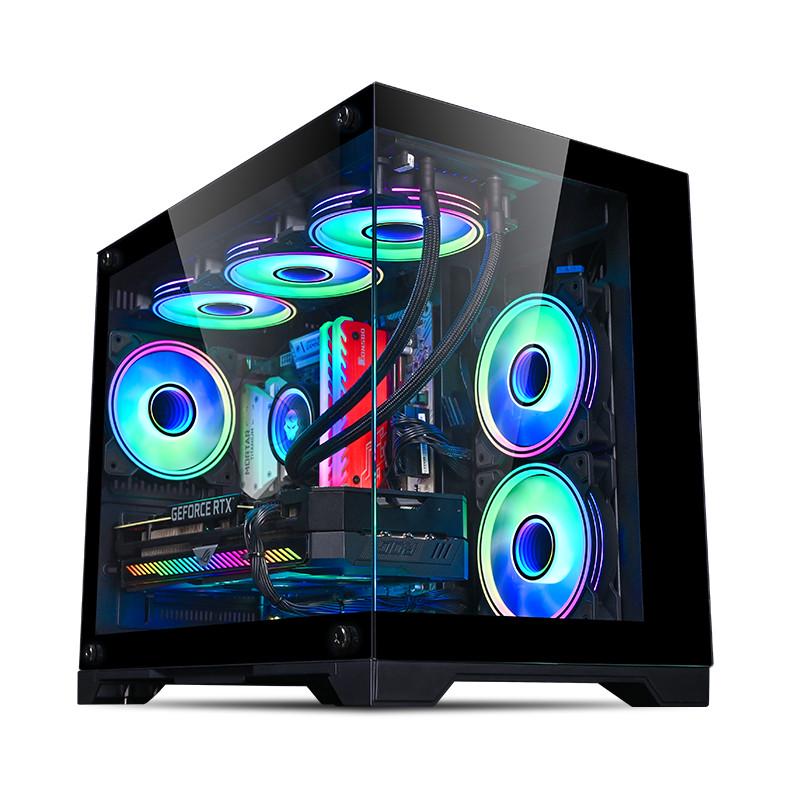 玩嘉孤勇者海景房机箱MATX全景玻璃360水冷台式电脑白色主机箱