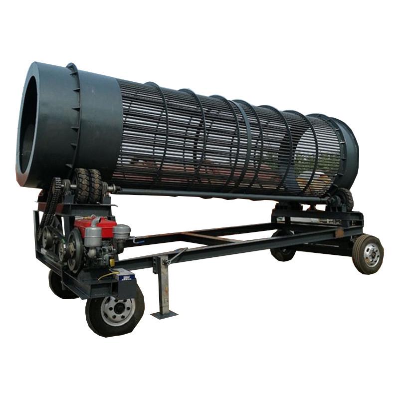 煤泥砂石转筒分级脱水振动筛移动建筑石料滚筒筛分机矿用猪笼筛