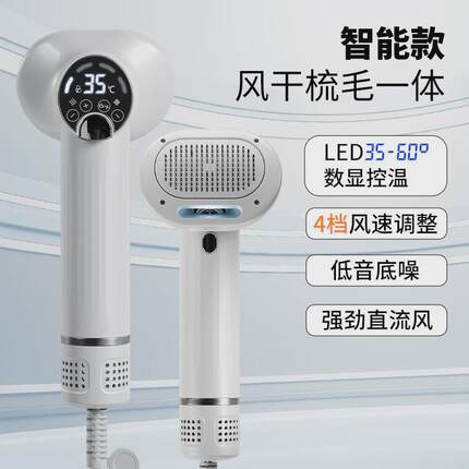 新品猫咪拉毛吹干梳狗狗梳子二合一拉毛吹风梳led显示宠物专用