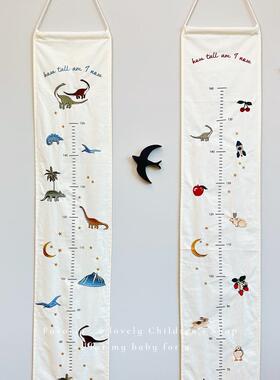 Favoria韩系ins樱桃恐龙儿童房身高尺挂画墙壁挂装饰幼儿园测身高