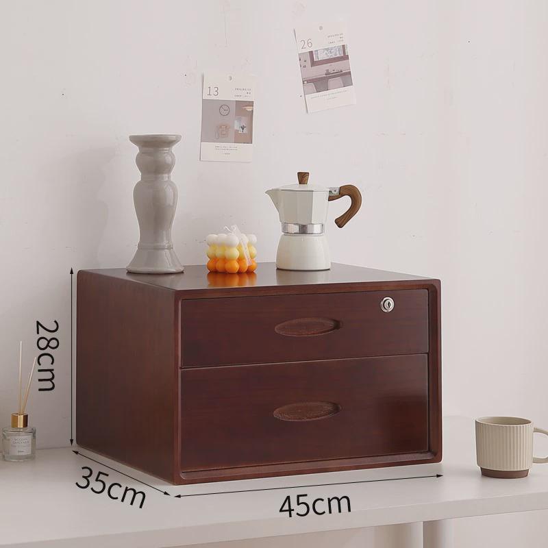 6yk实木多大号桌上储物整理盒大容量抽屉式木质置物柜桌面收纳盒