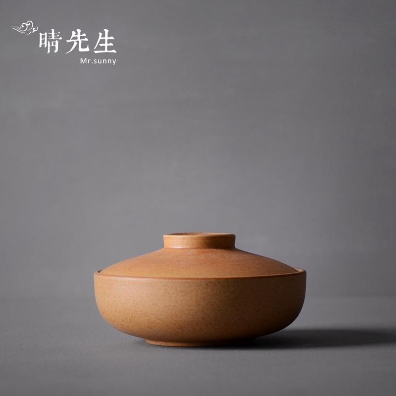 晴先生和风四季日式粗陶4英寸泡面碗有盖陶瓷碗带盖纯色大盖碗