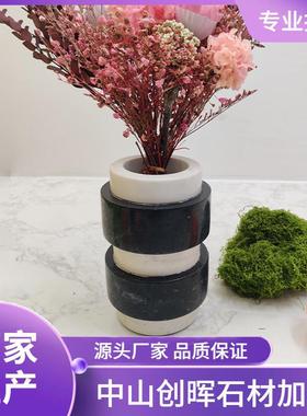 欧式现代简约装饰客厅样板间创意桌面家居装饰摆件天然大理石花瓶