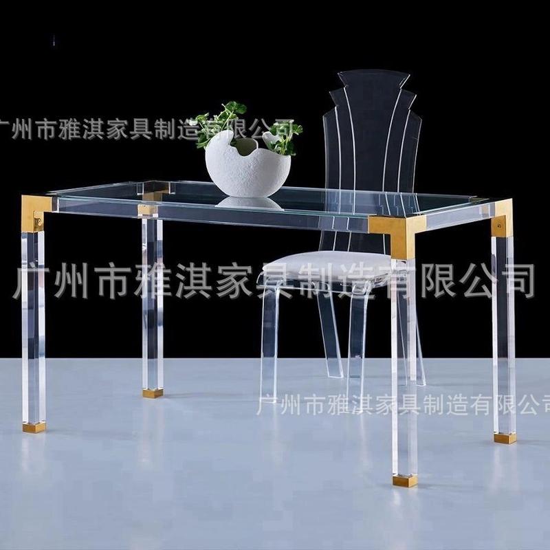 厂家直销亚克力餐桌时尚宴会方桌透明水晶玻璃桌边几diy