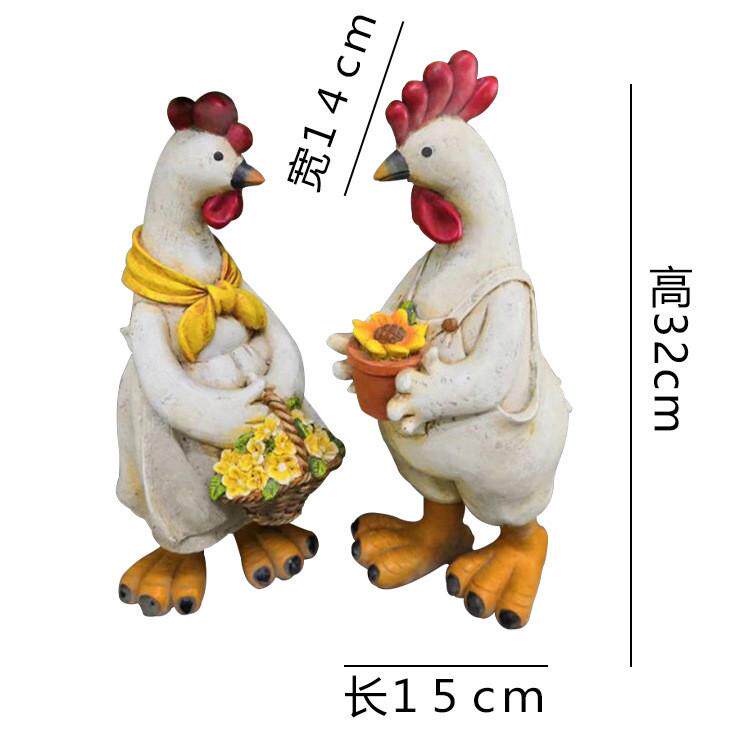 北欧摆件卡通鸭子树脂工艺品花园动物小鸡阳台装饰品商店花圃乡村