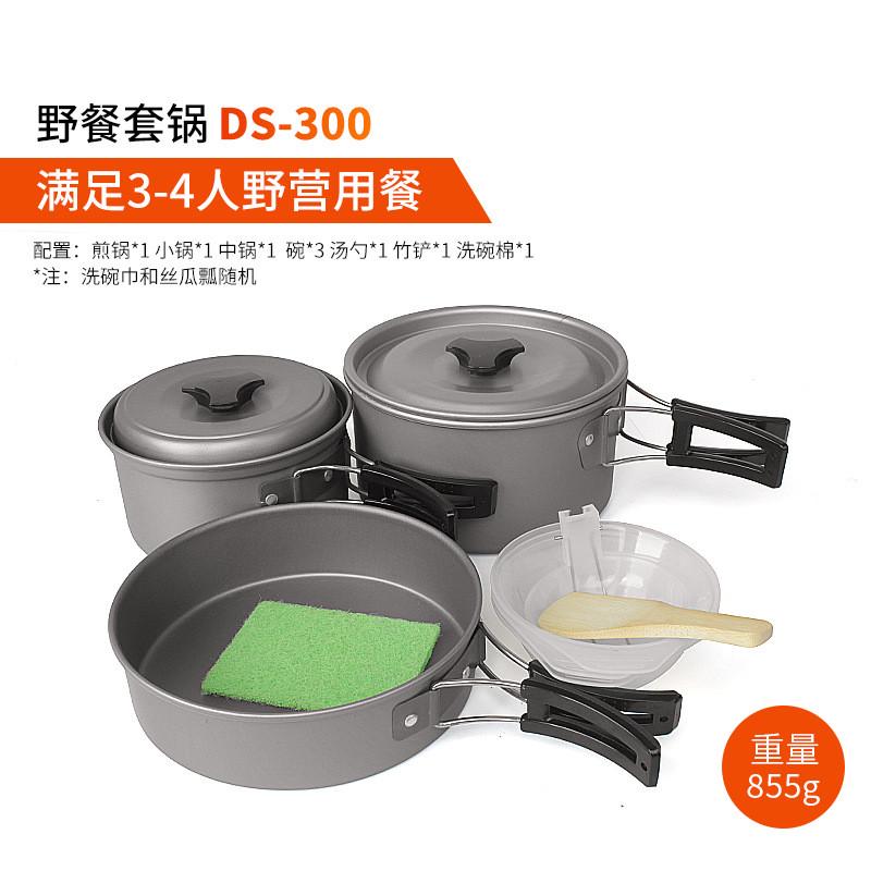 户外露营套锅3-4人折叠套装野营便携锅具炊具野炊自驾游餐具ds300