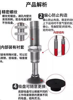 ocn工业机械手真空吸盘低内摩擦缩金具可回转吸嘴vp-clf-10/15
