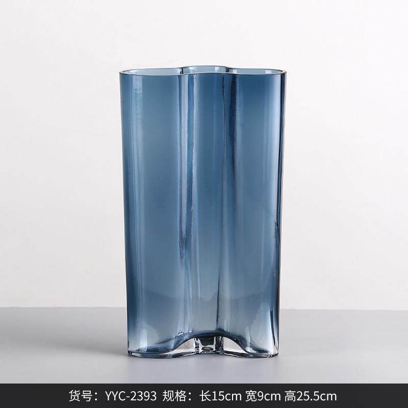 博西家居湖泊传奇造型玻璃花瓶摆件ins风家居软装饰品透明花器