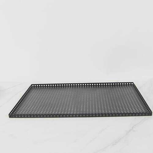 现代简约镂空饰品黑色金属客厅茶几茶盘装饰摆件软装托盘长方形