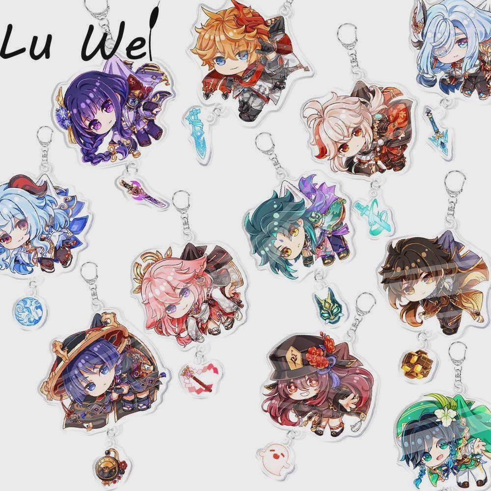 Anime Keychain Genshin Impact Zhongli Venti Xiao Keli Hung K