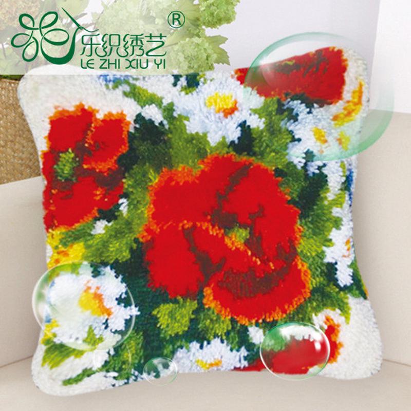 枕头diy地毯绣段段绣手钩抱枕毛线抱枕沙发靠垫厂家批发材料套件