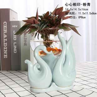 创意水培花盆花瓶家用水养植物绿萝容器透明玻璃客厅摆件插花器皿